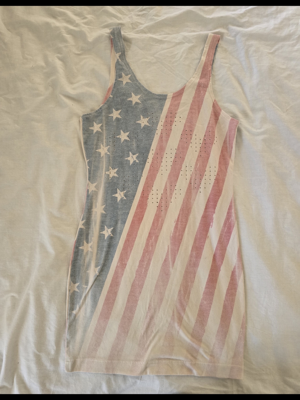 Affliction Women's Flag Graphic Tank Dress in Faded Blue & Pink - Picture 2 of 5